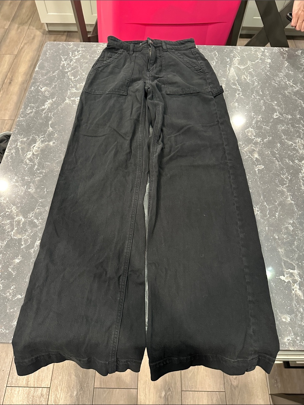 American Eagle Wide Leg Black Utility Pants size 000